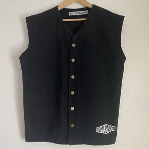Vintage Boy London black denim button down vest, XL